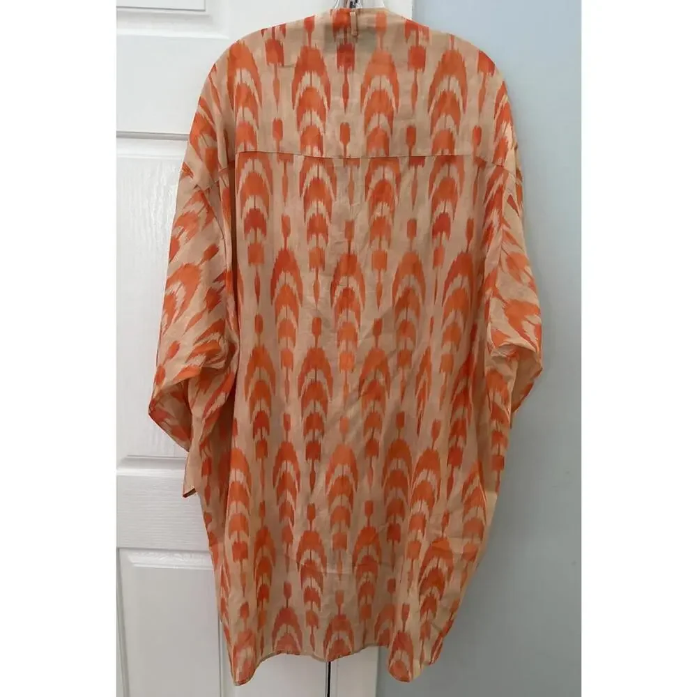 BAZAR DELUXE Kaftan NWT Size 48 Tan Orange Beach Cover - Picture 7 of 10